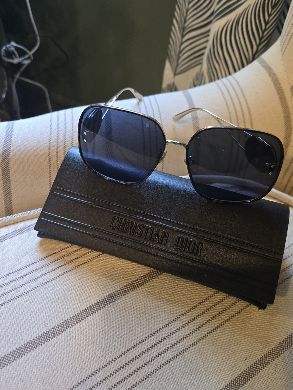 Dior Women's Sunglasses Blue Lenses Silver Frame